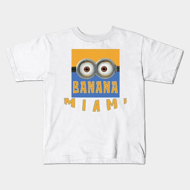 MINION BANANA USA MIAMI Kids T-Shirt by LuckYA